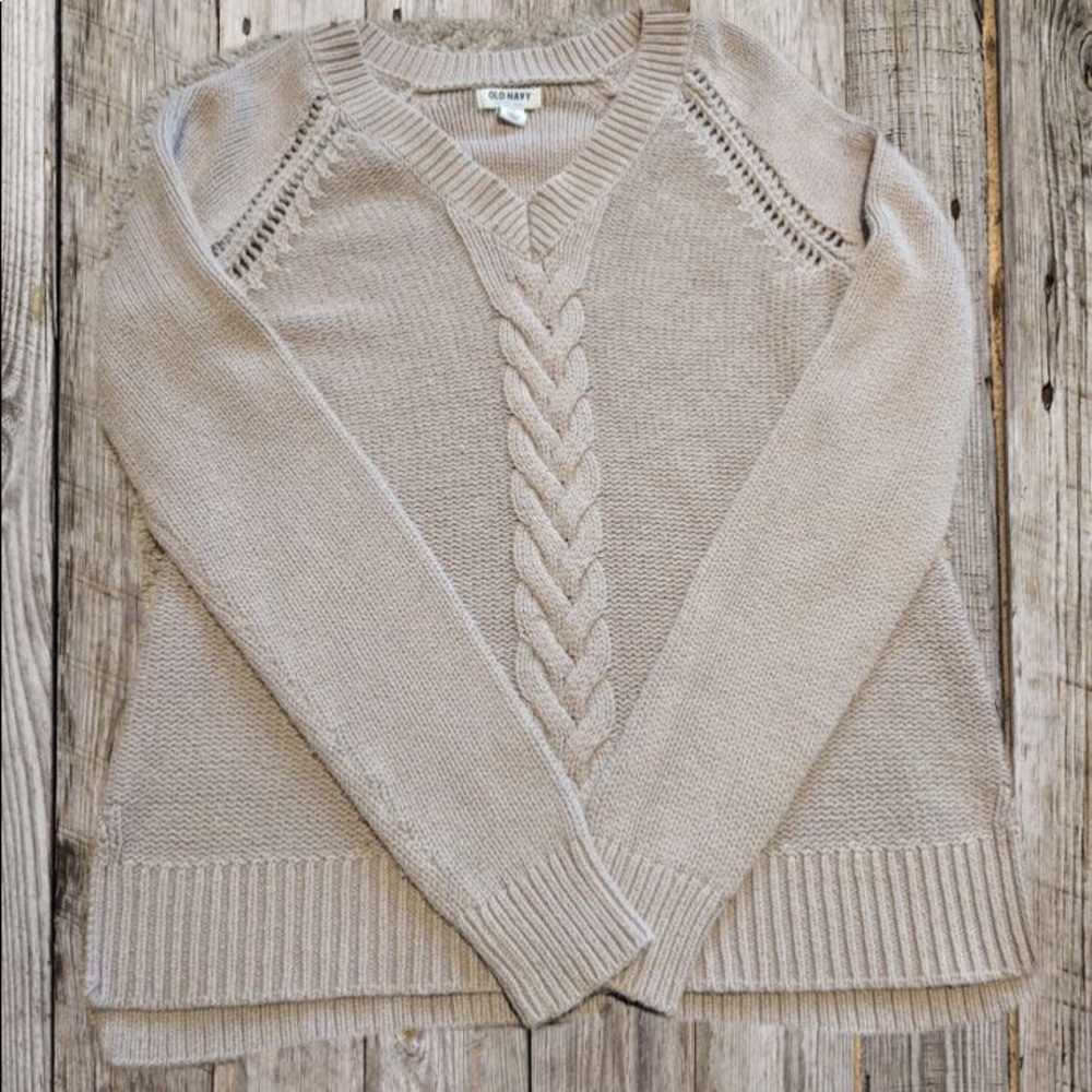 ♦️5 for $25♦️Old Navy Tan Knit Braided Sweater